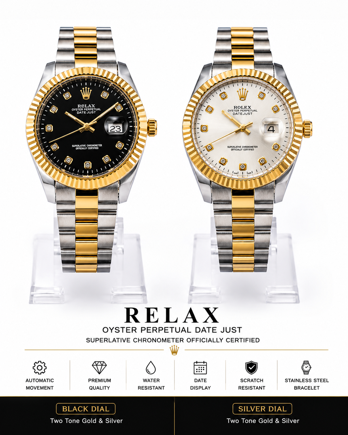 Relax Oyster Perpetual Date Just Chronometer Watch